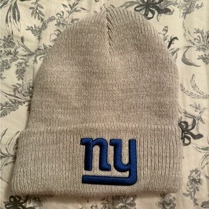 Gray Knit Beanie with Blue Logo